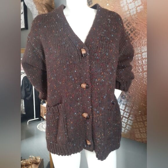 Zara Nwt Chunky Brown Speckled Sweater - Picture 8 of 15